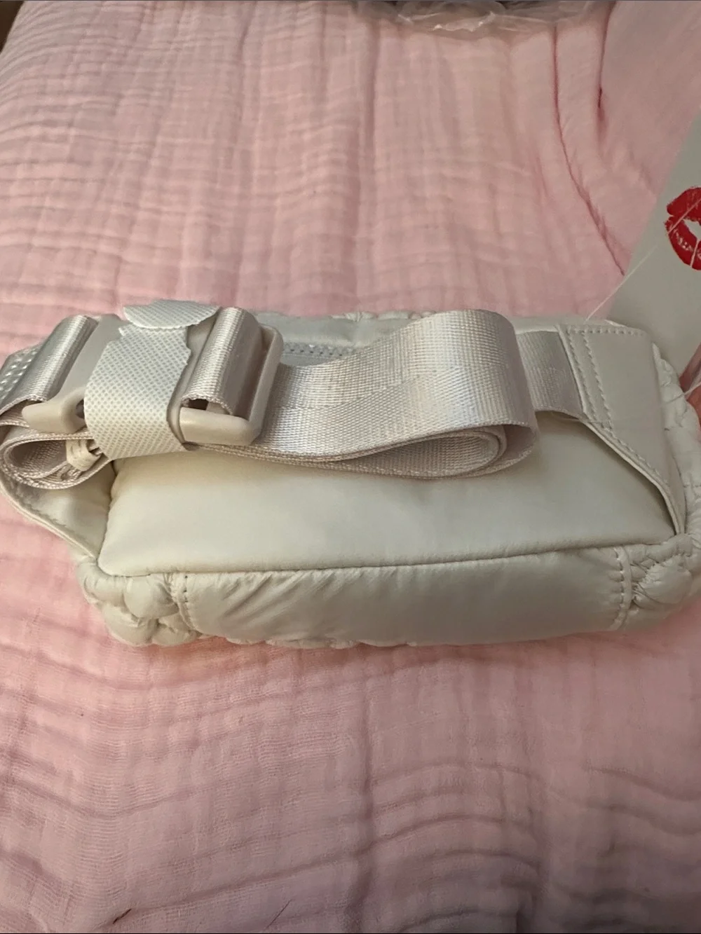 Wildfox Cream Quilted Floral Puffer Crossbody Bag NWT